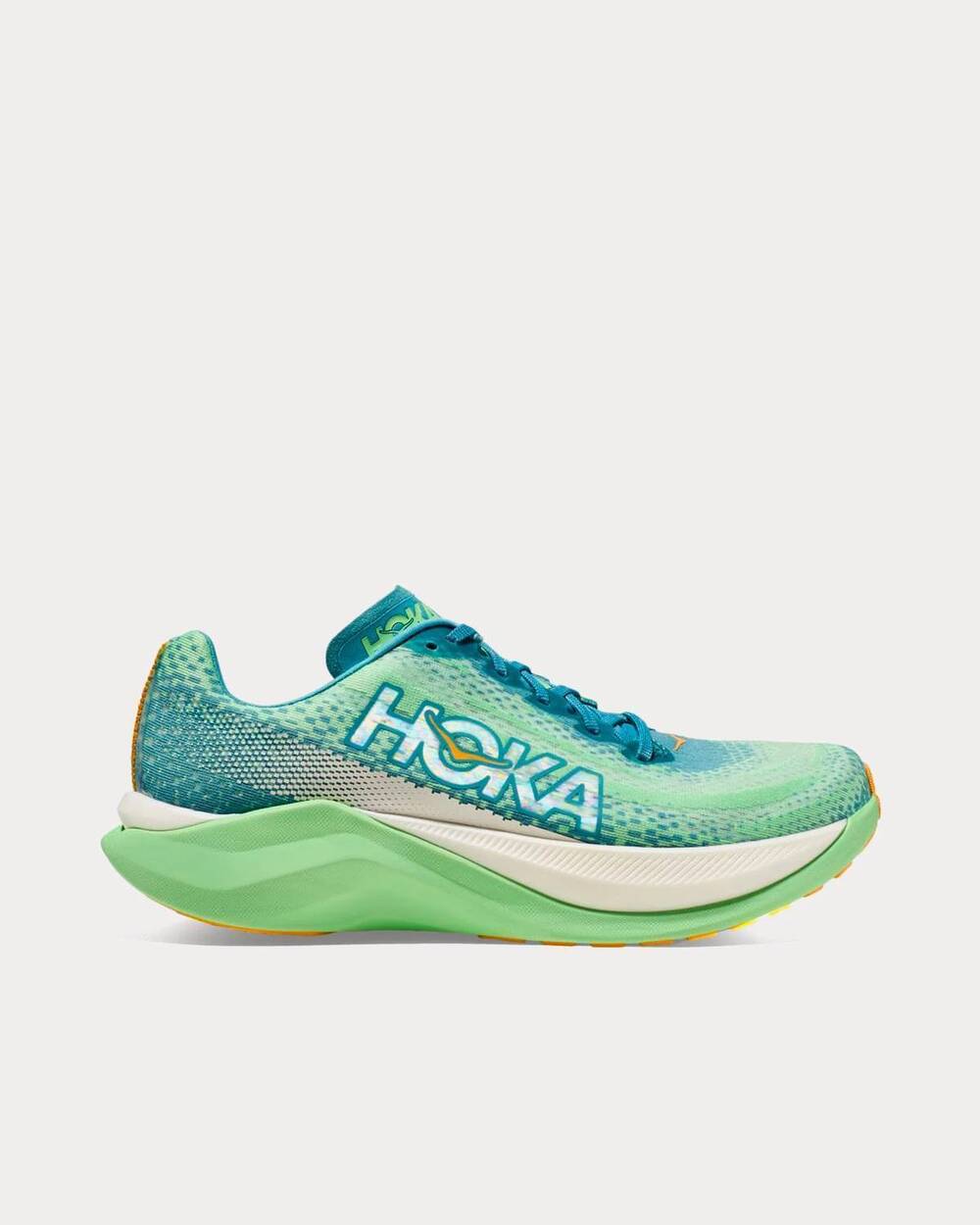 NEW HOKA men's mach x running shoes in ocean mist/lime glow